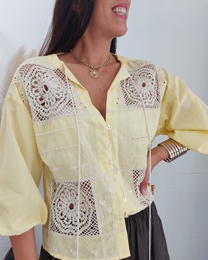 CAMISA CROCHET AMARILLO - Imagen 2