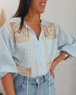 CAMISA CROCHET AZUL - Imagen 2