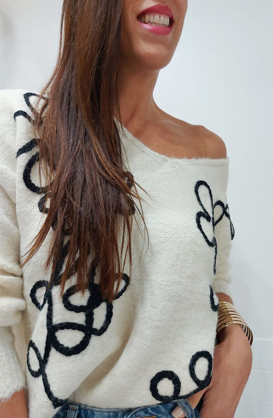 JERSEY BORDADO BEIGE - Imagen 2