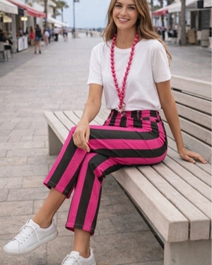 PANTALON RAYAS ROSA/CHOCOLATE - Imagen 1