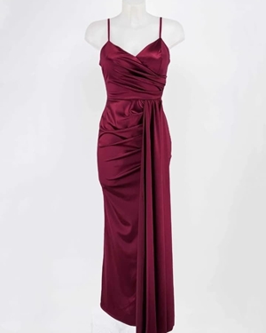VESTIDO ANCOS BURDEOS - Imagen 1