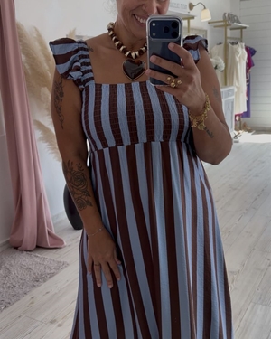 VESTIDO MEIRÁS CELESTE/CHOCOLATE - Imagen 2