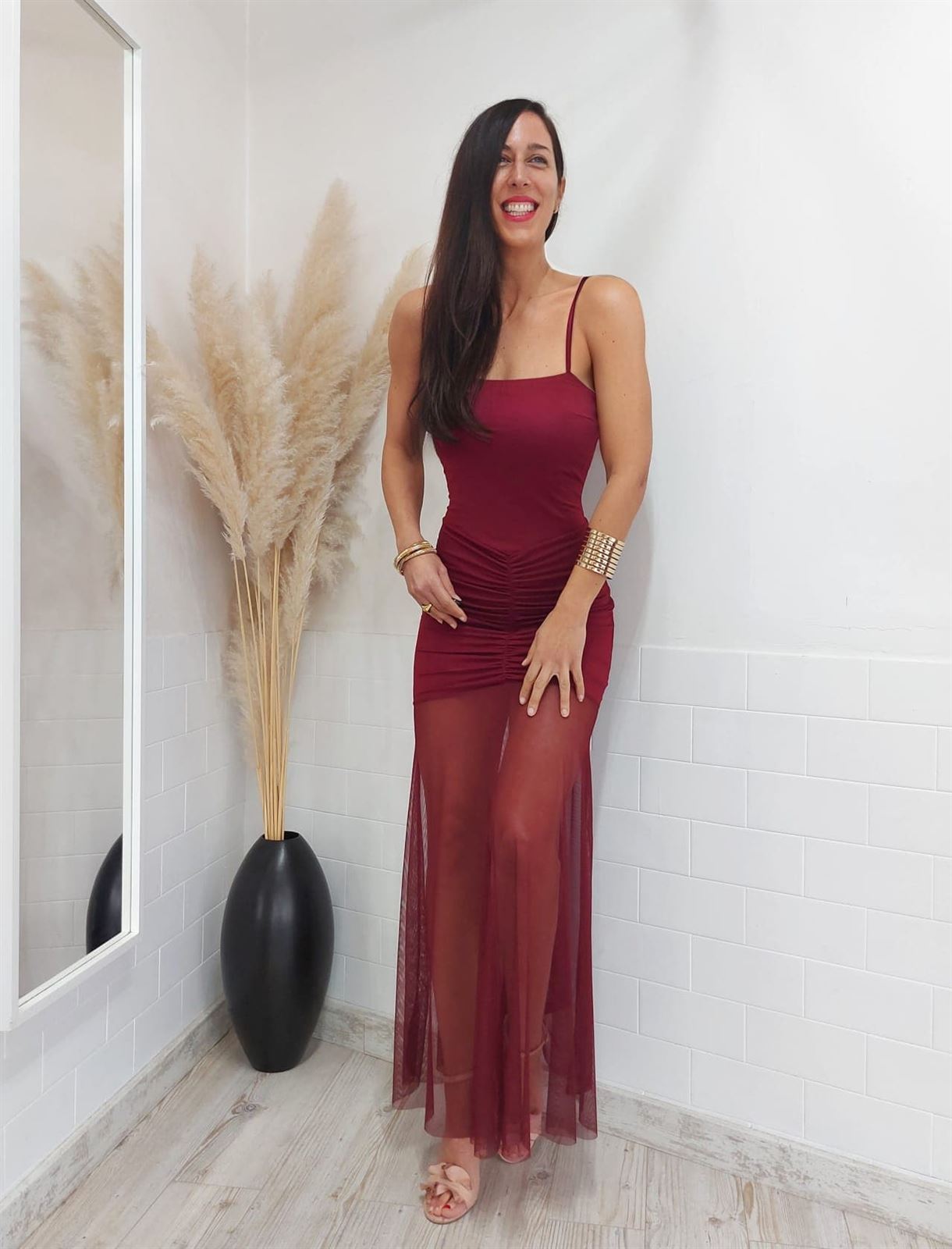 VESTIDO TUL BURDEOS - Imagen 1