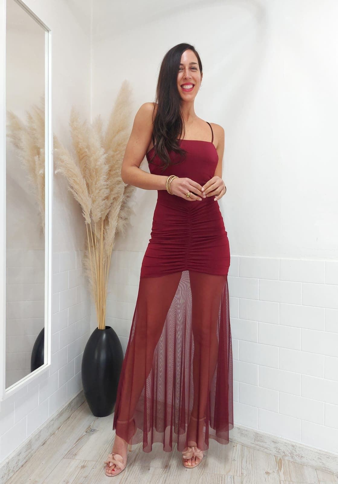 VESTIDO TUL BURDEOS - Imagen 4