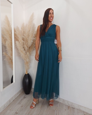 VESTIDO TUL LAZO PETROLEO - Imagen 2
